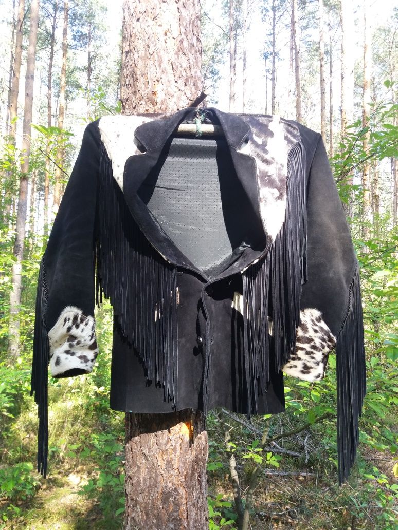 Kurtka western rozm.M gruby zamsz black USA