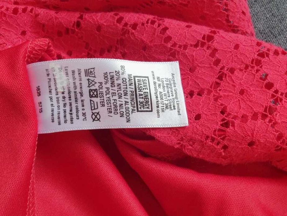 Sukienka koralowa/czerwona, koronka, r. M(38), Dorothy Perkins