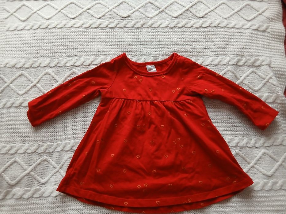 Czerwona bawełniana sukienka H&M na 80 cm