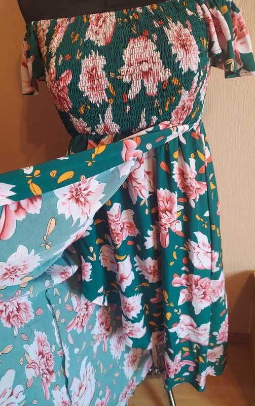 Letnia zielona sukienka maksi w kwiaty ciążowa Clearlove (S/36)