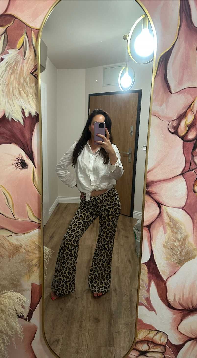 Spodnie dzwony Zara panterka 40 L