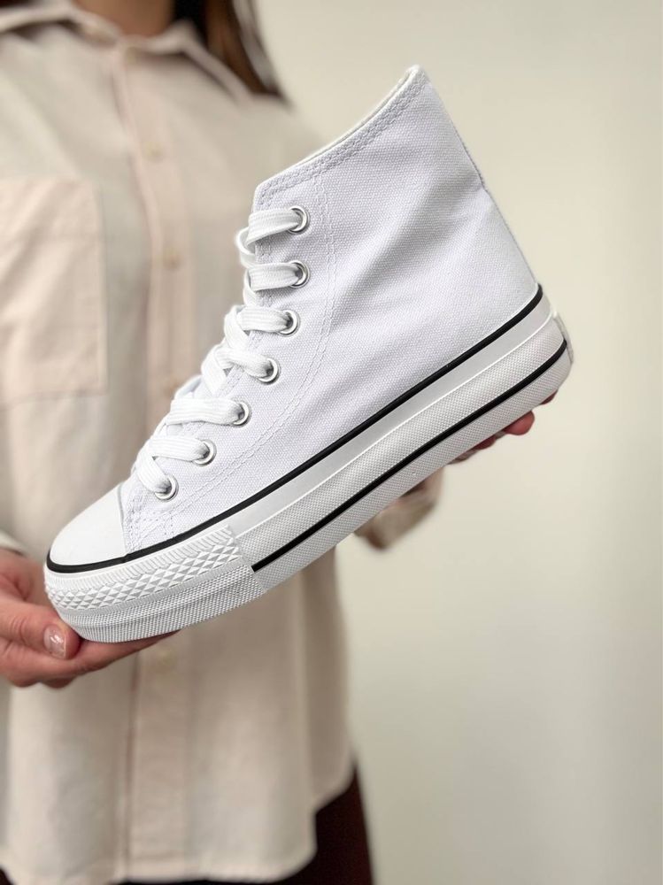 Високі Converse All Star platform кеди конверси білі високі Жіночі