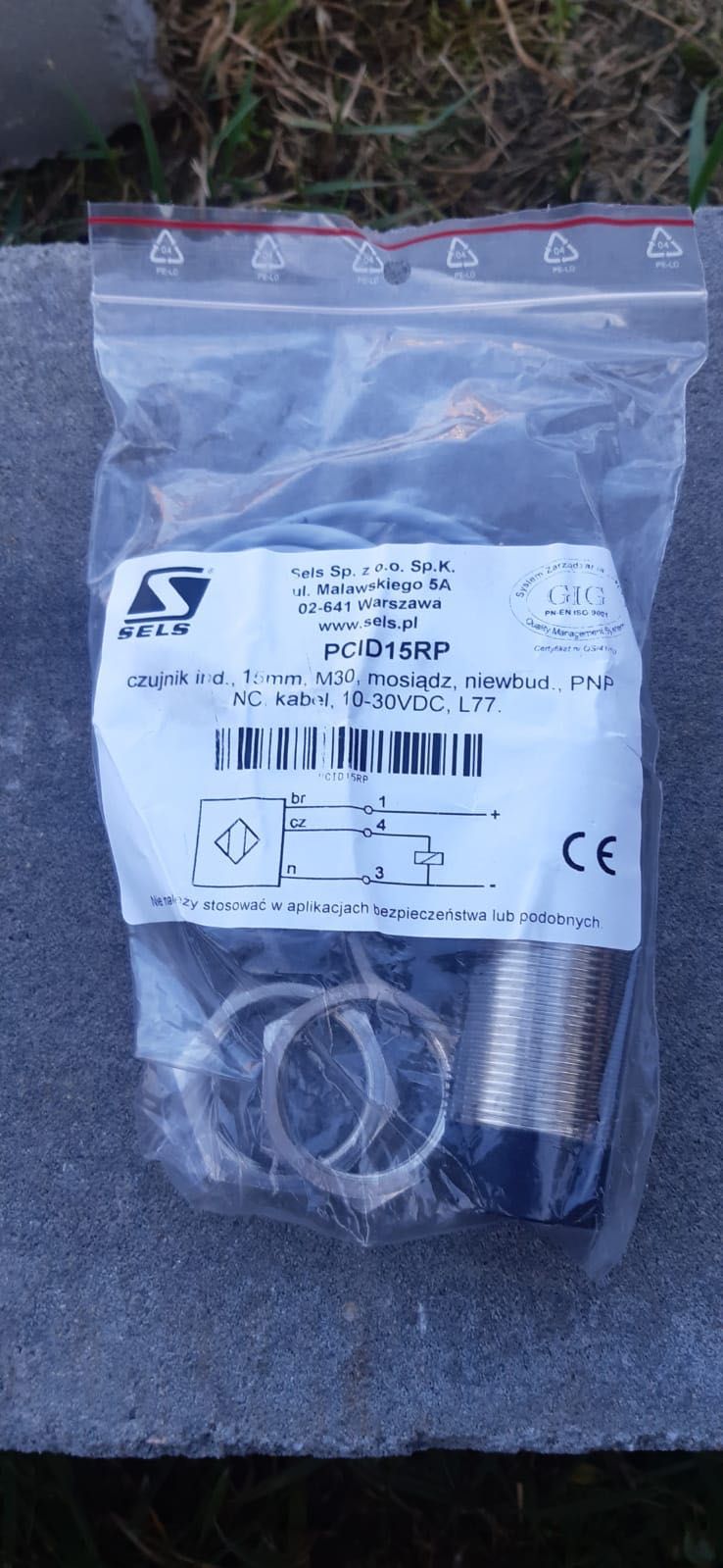 Czujnik ind 15 mm.m30 mosiądz niewybudowane pnp nc kabel 10 -30 VDC