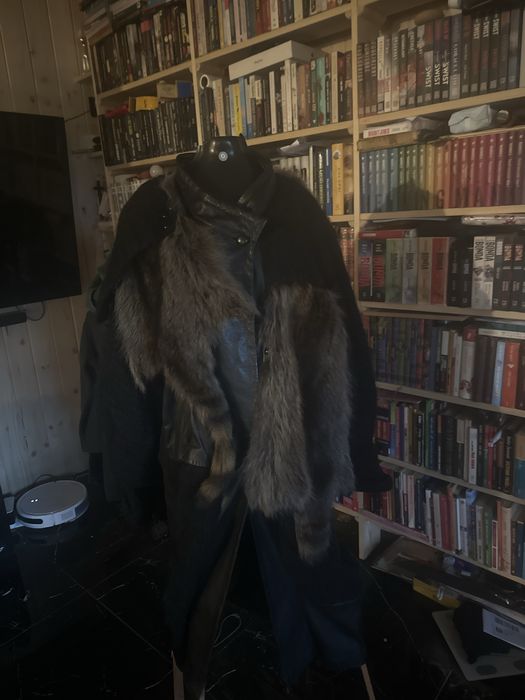 Skóra naturalna z moherowymi rekawami i prawdziwe futro jenota