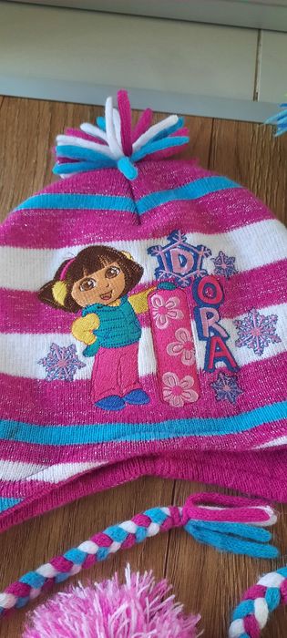 Czapki ciepłe zimowe dla dziewczynki 3-6 lat H&M HandMade Dora i inne
