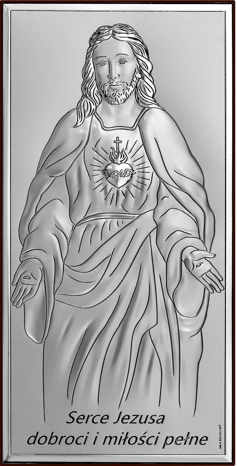 Obrazek Srebrny Jezus Otwarte Serce Jezusa Rocznica Urodziny GRAWER