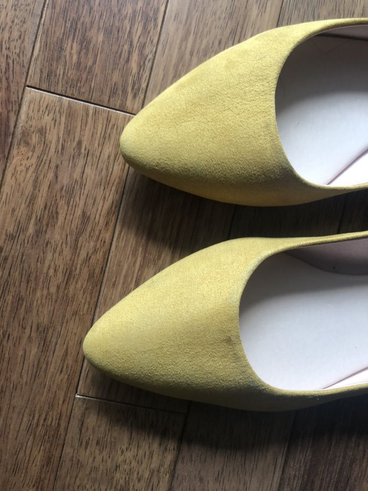 Baleriny damskie zolte
