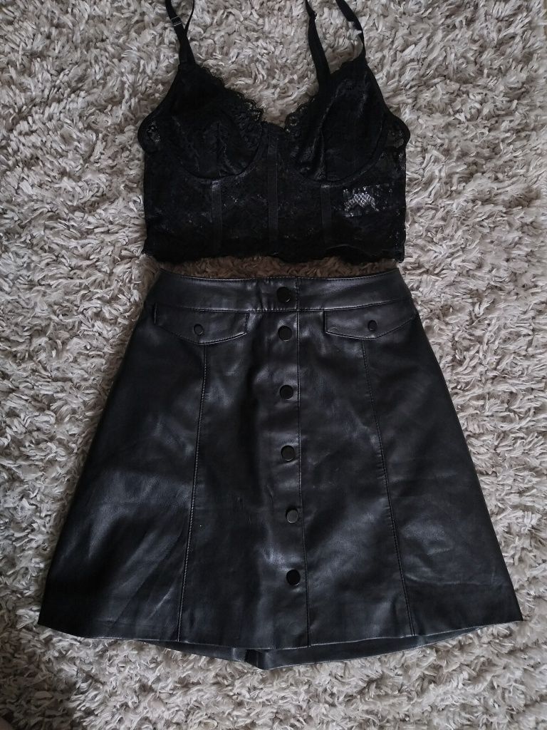 czarna spódniczka z guzikami rozpinana H&M