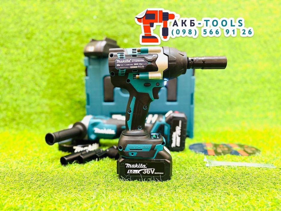 2в1 Makita Акумуляторна Болгарка 1200Вт + Гайковерт 800Nm Макіта 36V8A
