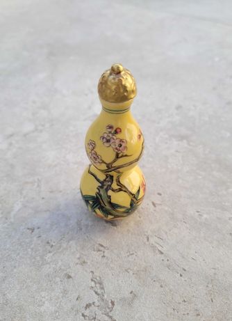 Garrafa Rapé / Snuff Bottle Amarela Floral 1988-Philae, porcelana chin