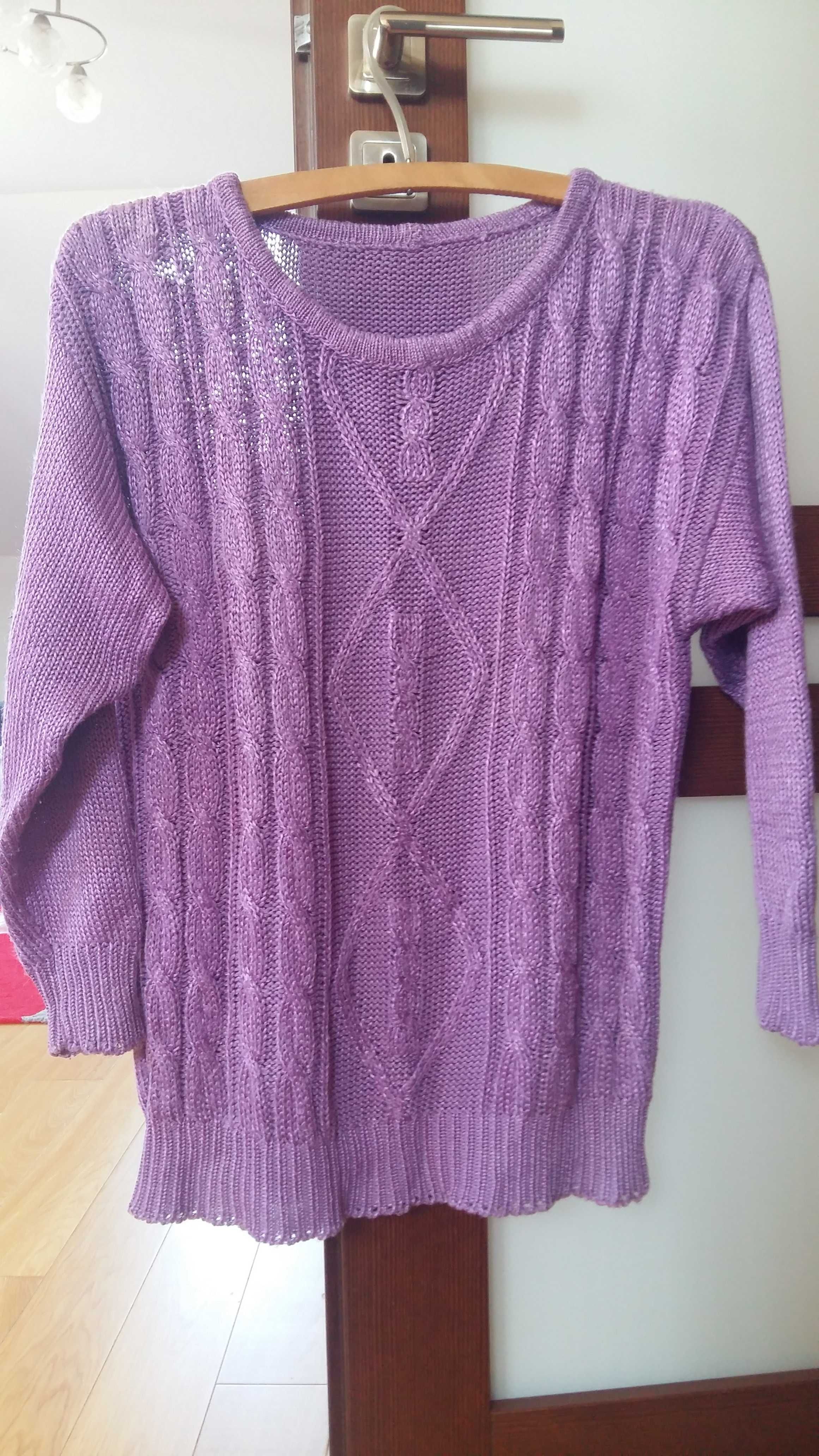 Sweter rozm.M fiolet,wzór vintage