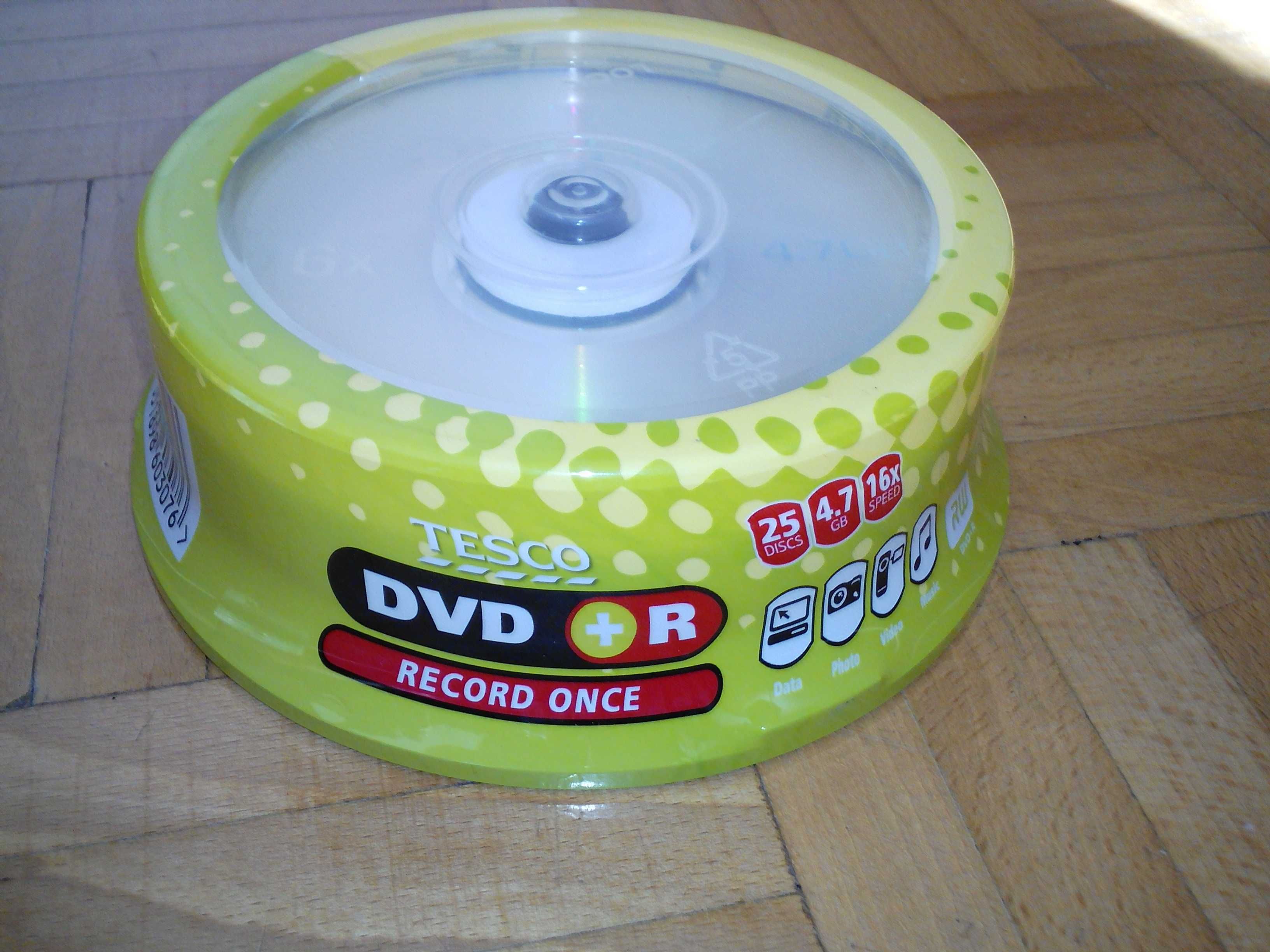 Płyty DVD R+, 25 sztuk w tubie, 4,7 GB, 16x, TESCO