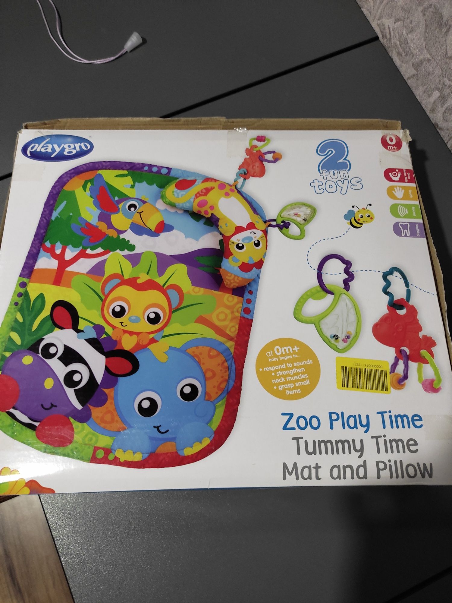 Развивающий коврик playgro зоопарк с подушечкой