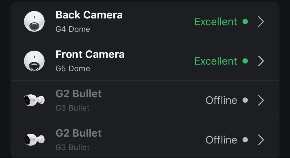 2 x Unifi cameras G2 bullet