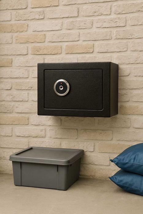 Sejf kasetka skrytka na zamek klucz solidny mocny domowy metal ścienny