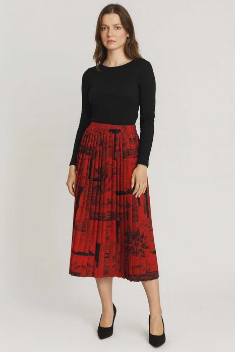 Czerwona Spodnica Plisowana/Długa/Midi Aretex #vintage, r.42/44