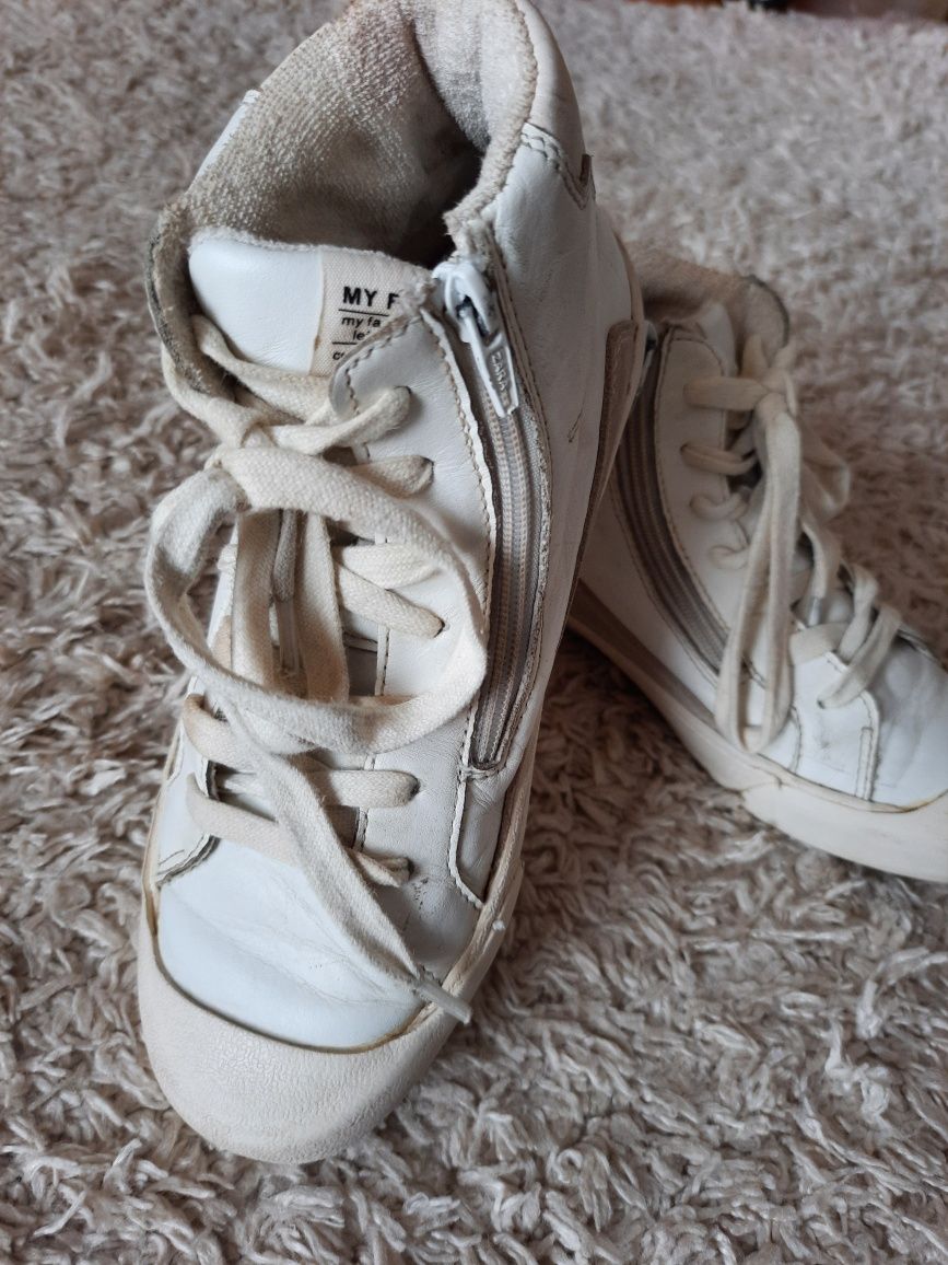 ZARA buty skórzane botki r 33 21,5 cm jesienne beżowe
