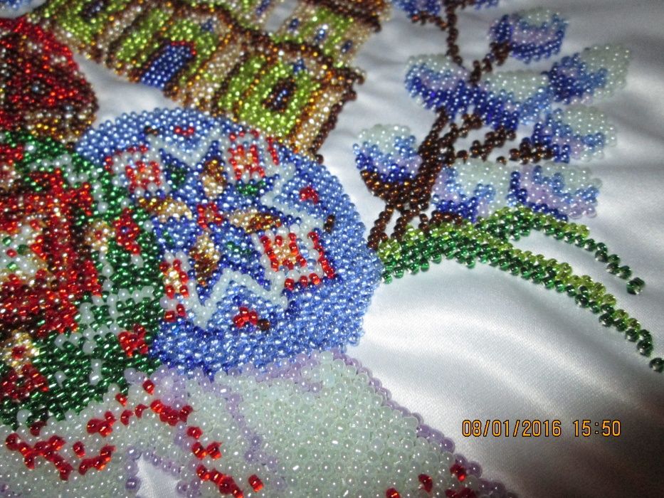 Ручная вышивка бисер Полотенце бисер праздничное.