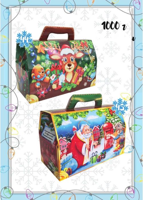 новорічна картонна коробка для цукерок