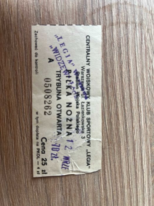 Bilet Legia - Widzew Łódź z 12.09.1982 r.