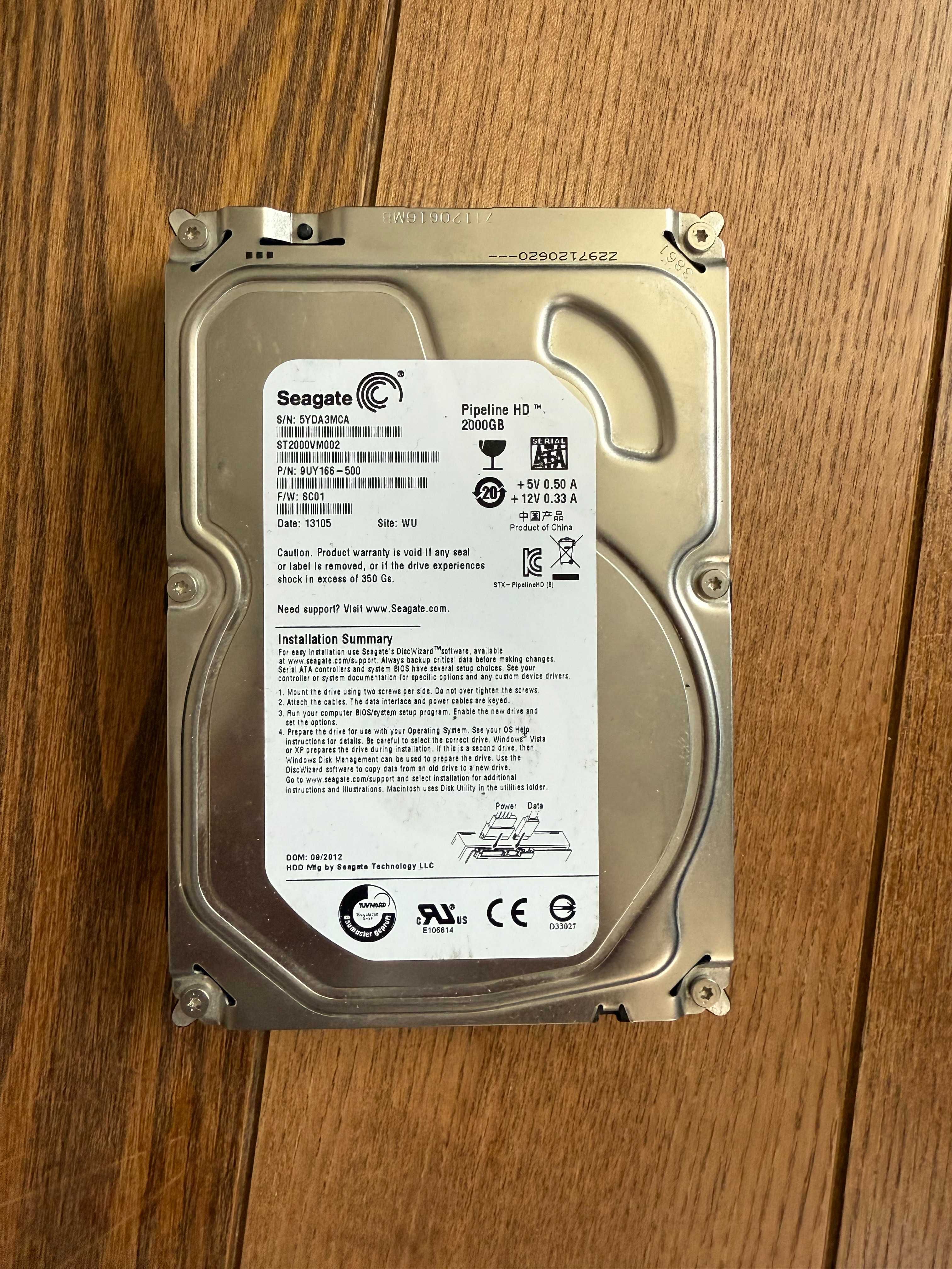 Seagate Pipeline HD 2TB (ST2000VM002), 3.5" SATA