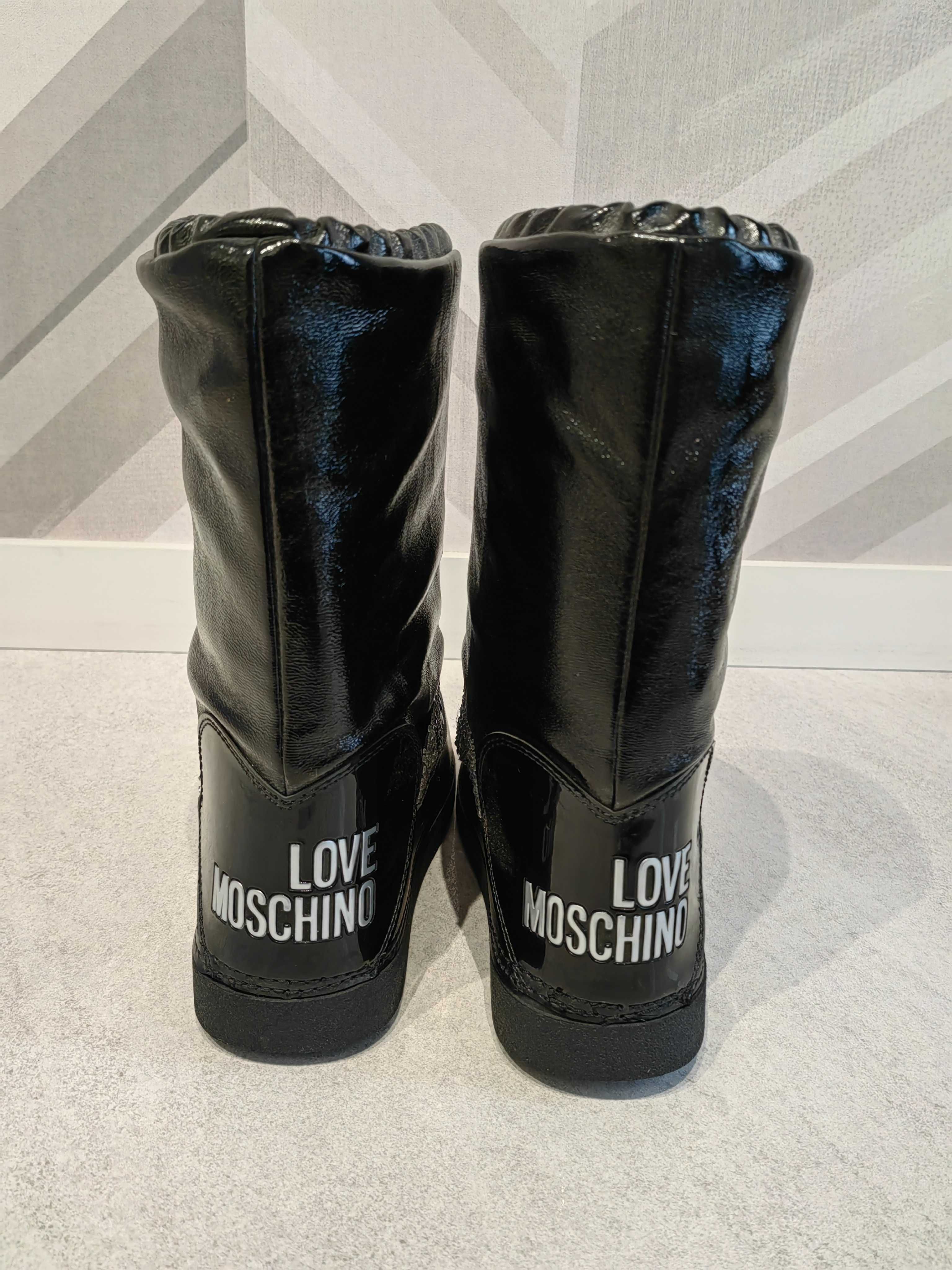 Śniegowce LOVE MOSCHINO r. 37/38 nowe CZARNE cekiny