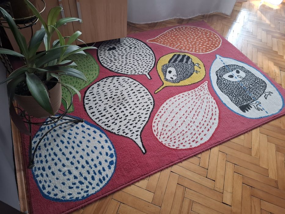 Dywan Ikea w sowy 190x130 czerwony