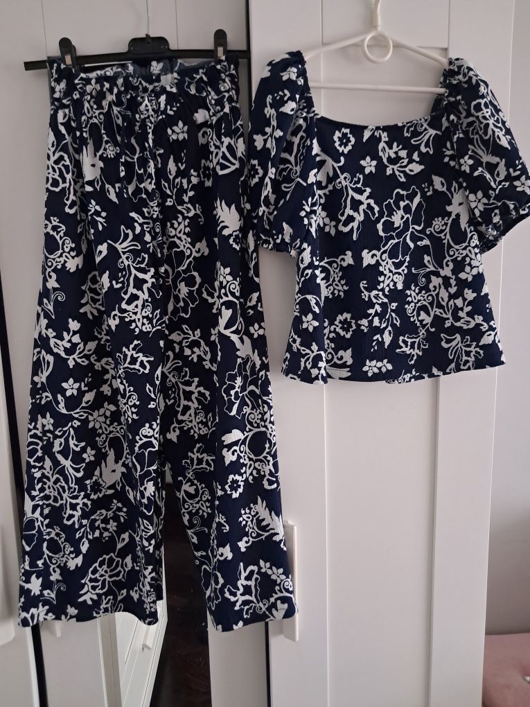 Komplet Zara spodnie bluzka elegancki rozmiar 140