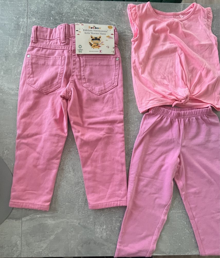 Śliczny zestaw różowy rozmiar 86 nowe spodnie i legginsy