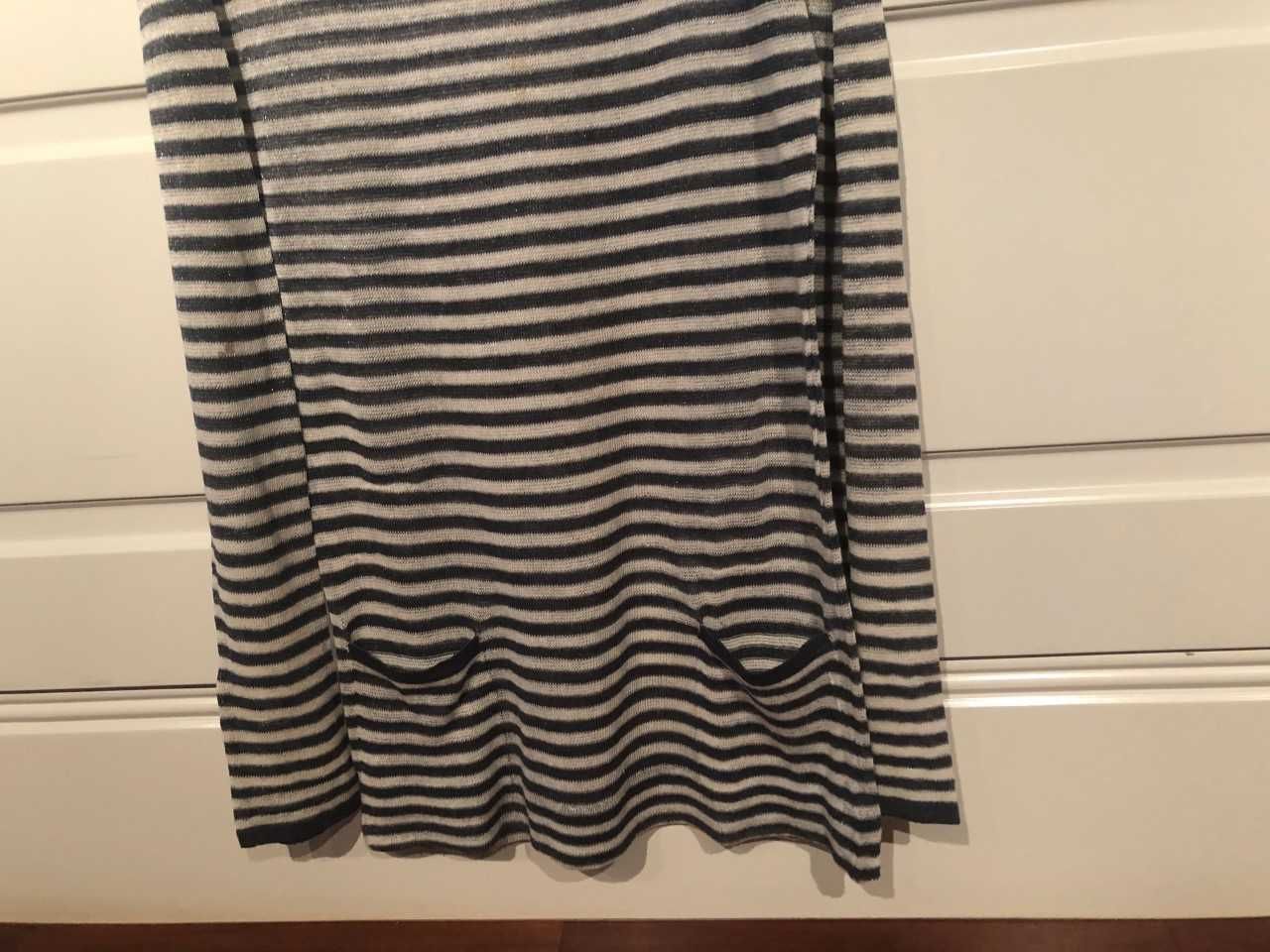 blusa/ túnica azul branca em malha marca MANGO tamanho XL