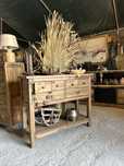 Konsola rustykalna drewniana lite drewno teak farmhouse loberon