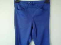 Kobaltowe materiałowe spodnie H&M 36 S 34 XS wysoki stan rurki skinny