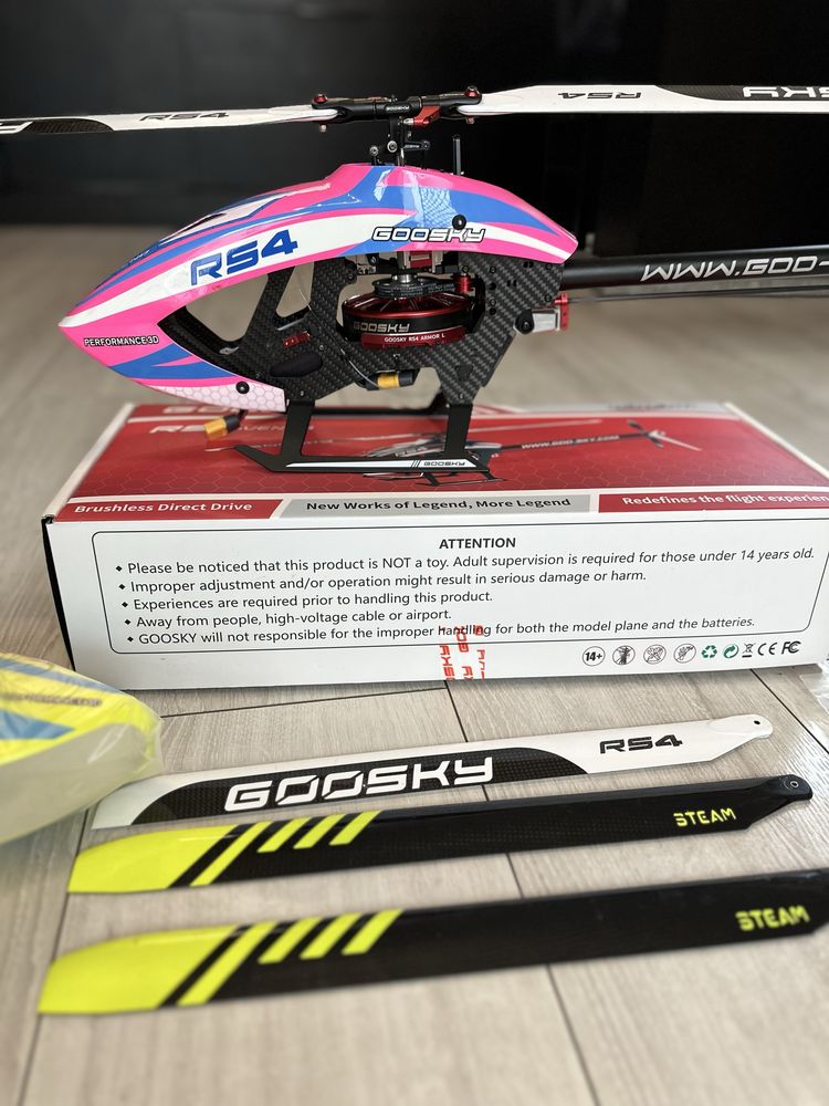 Helikopter RC Goosky RS4 Venom + Dodatki/ 4 Baterie / Bez przygód