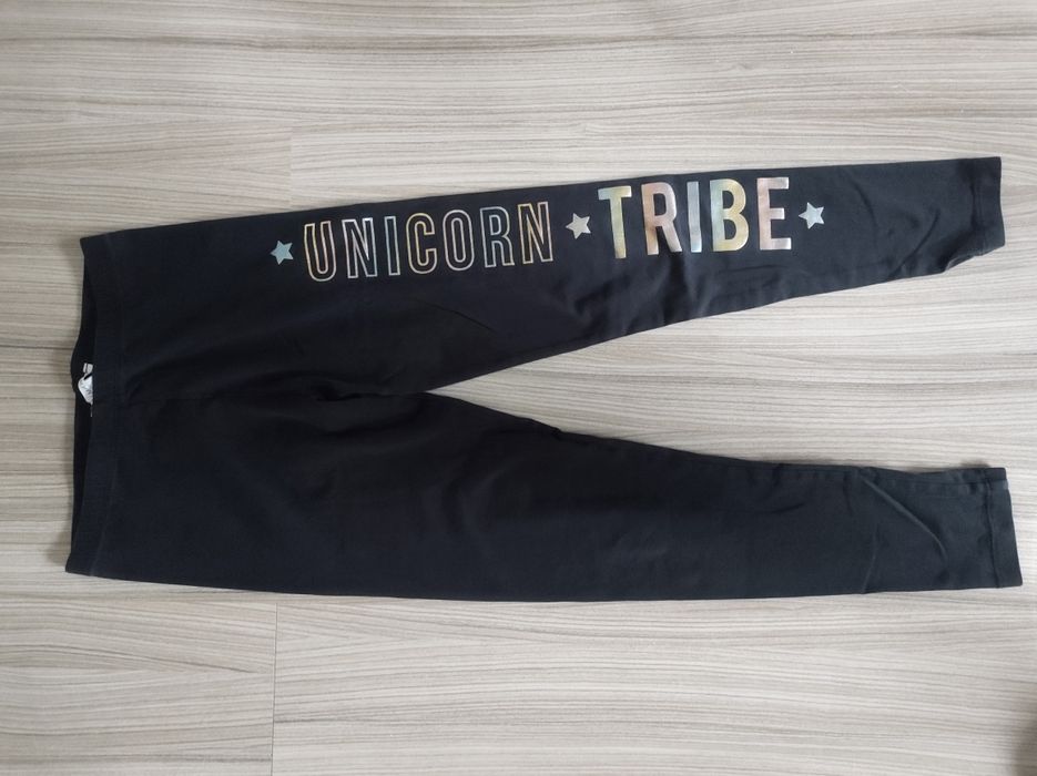 Czarne legginsy 140 Primark unicorn