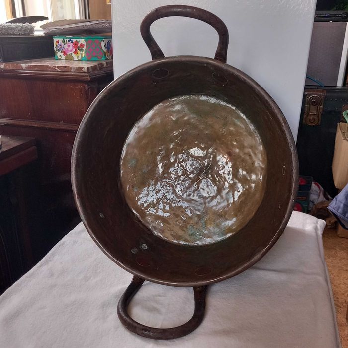 Conjunto de três tachos em cobre