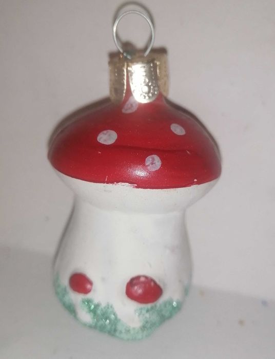 Bombka na choinkę PRL unikat retro art deco bąbka grzybek muchomor