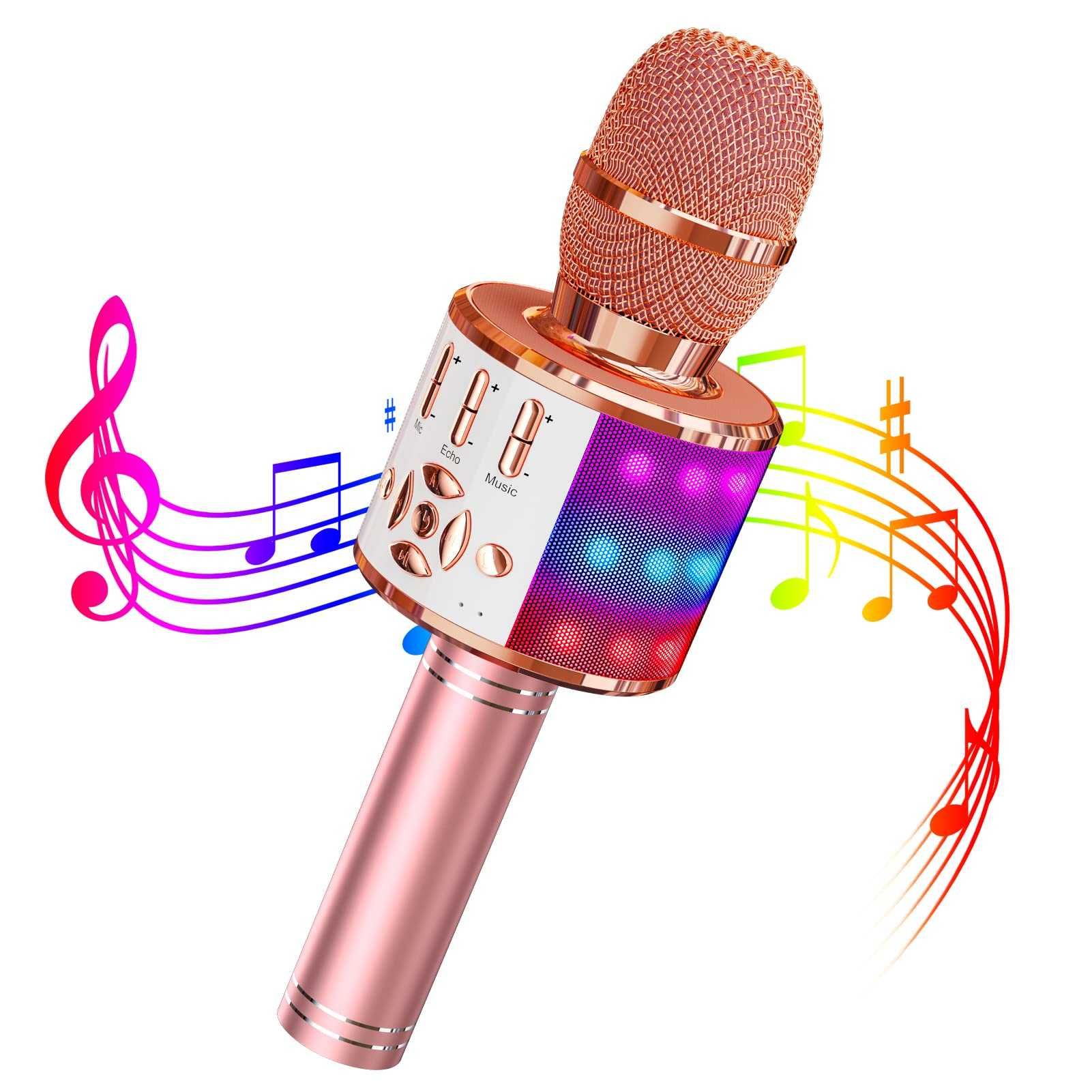 Wowstar Mikrofon Bluetooth do karaoke, bezprzewodowy mikrofon LED