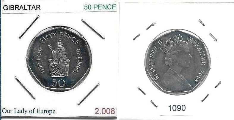 Gibraltar - - 50 Pence - 2008 - - "Nossa Senhora da Europa" - -- Moeda