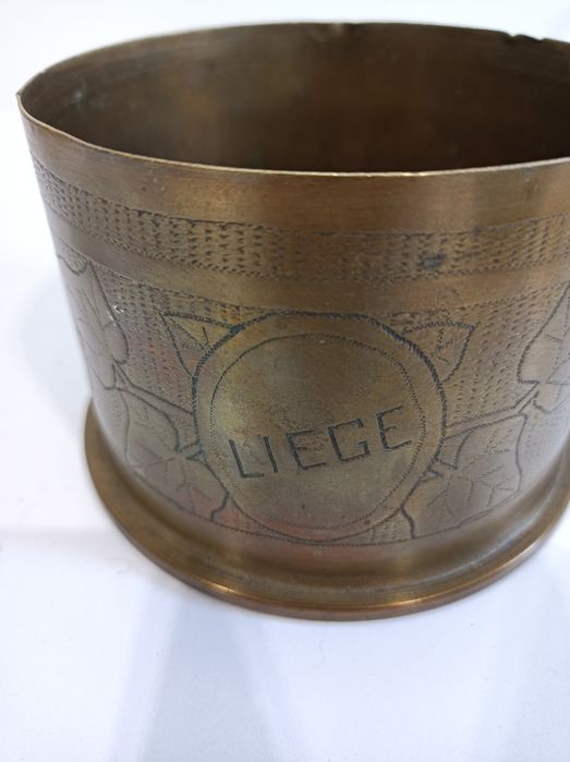 Łuska z moździerza I WŚ. Liege.Antyk grawer.Liege.Militaria.