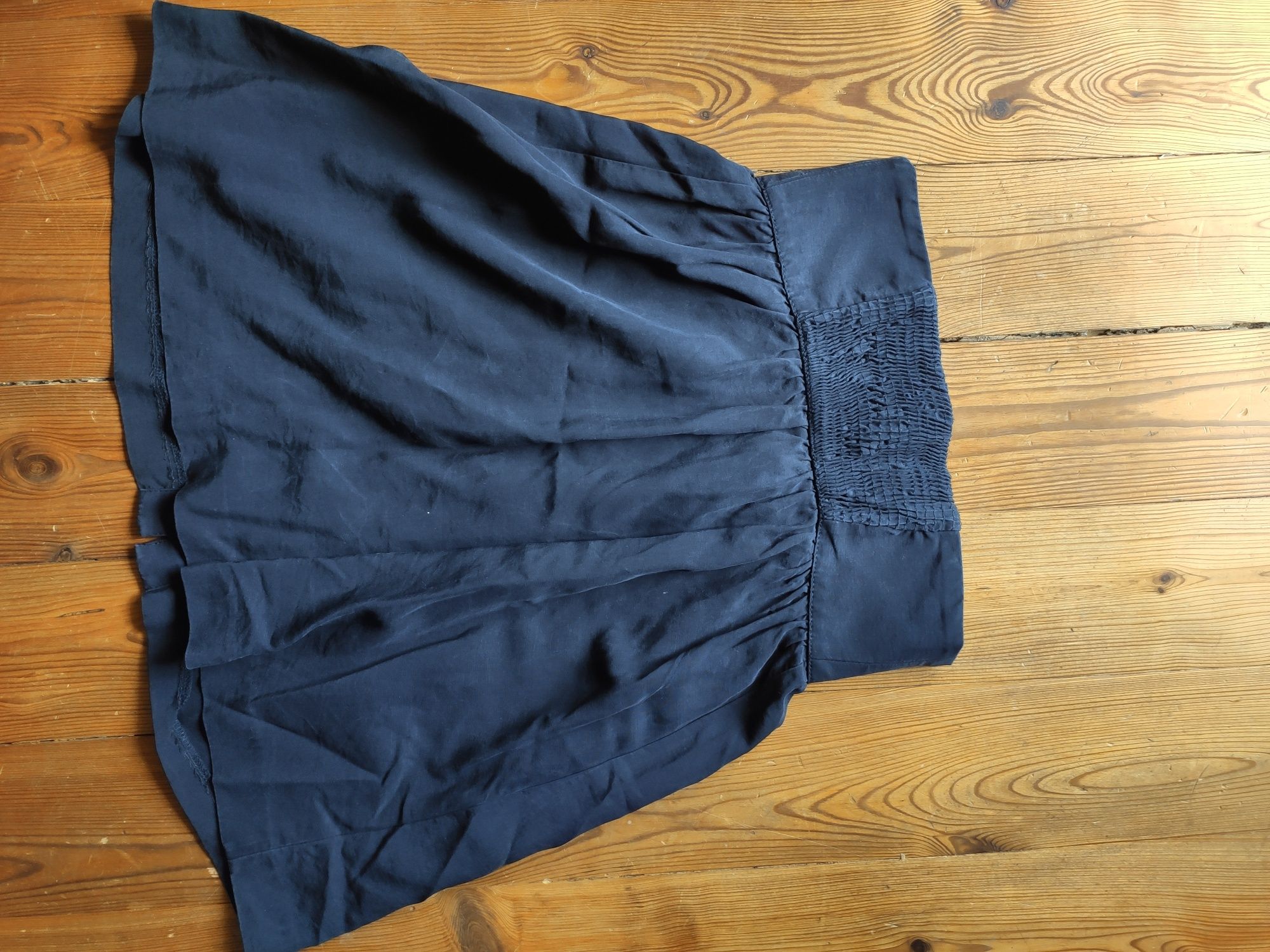 Spódnica Zara rozmiar S granatowa z guzikami, z kieszeniami