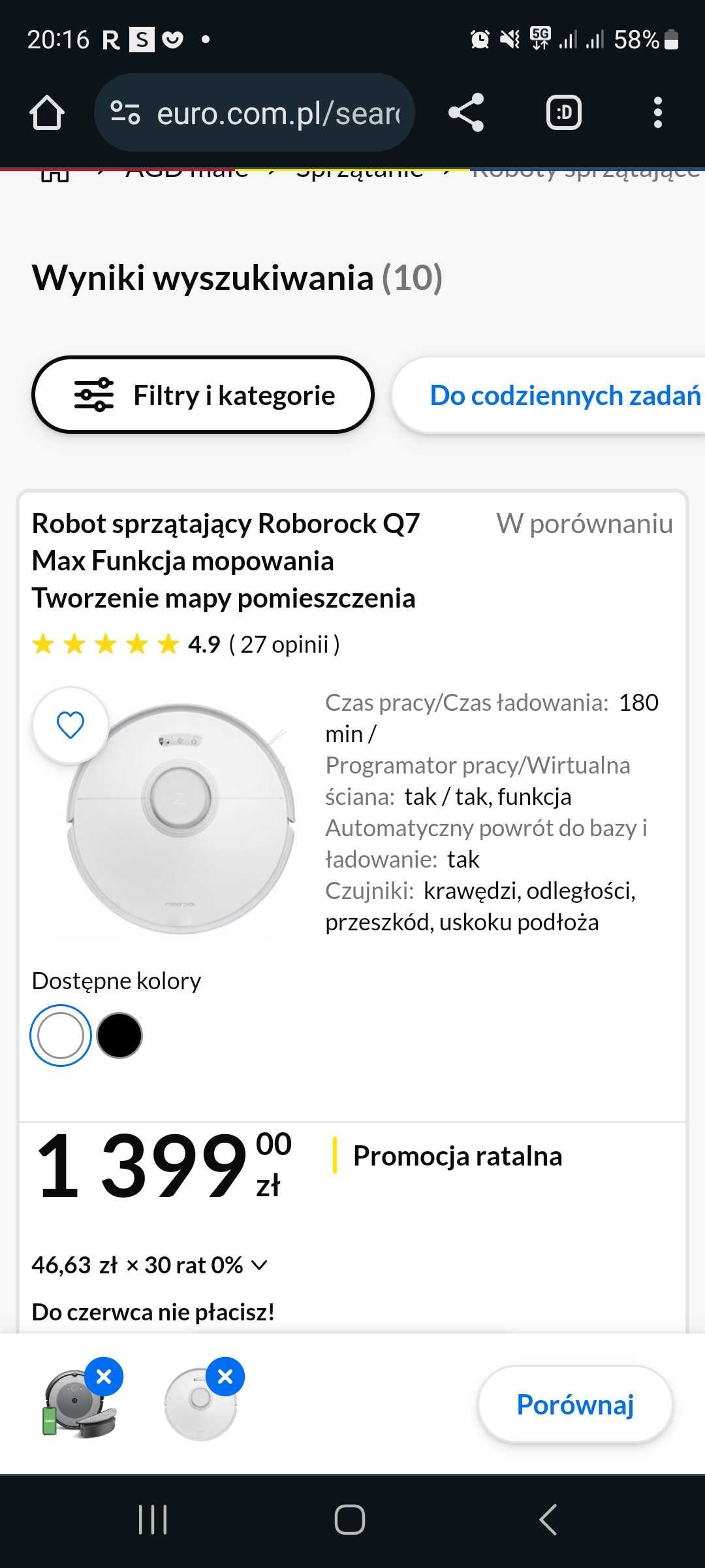 Przedłużona gwarancja Robot sprzątający Roborock Q7 Max