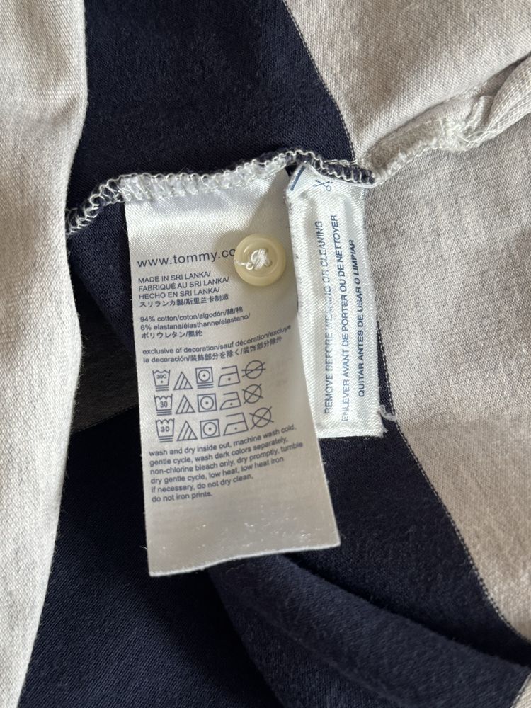 Koszulka Polo Tommy Hilfiger L Damska Old Money logowana Pasy Stripes