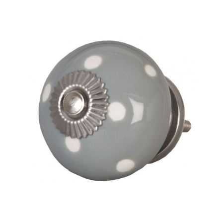 Gałki ceramiczne szare białe groszki kropki grey dot 40cm