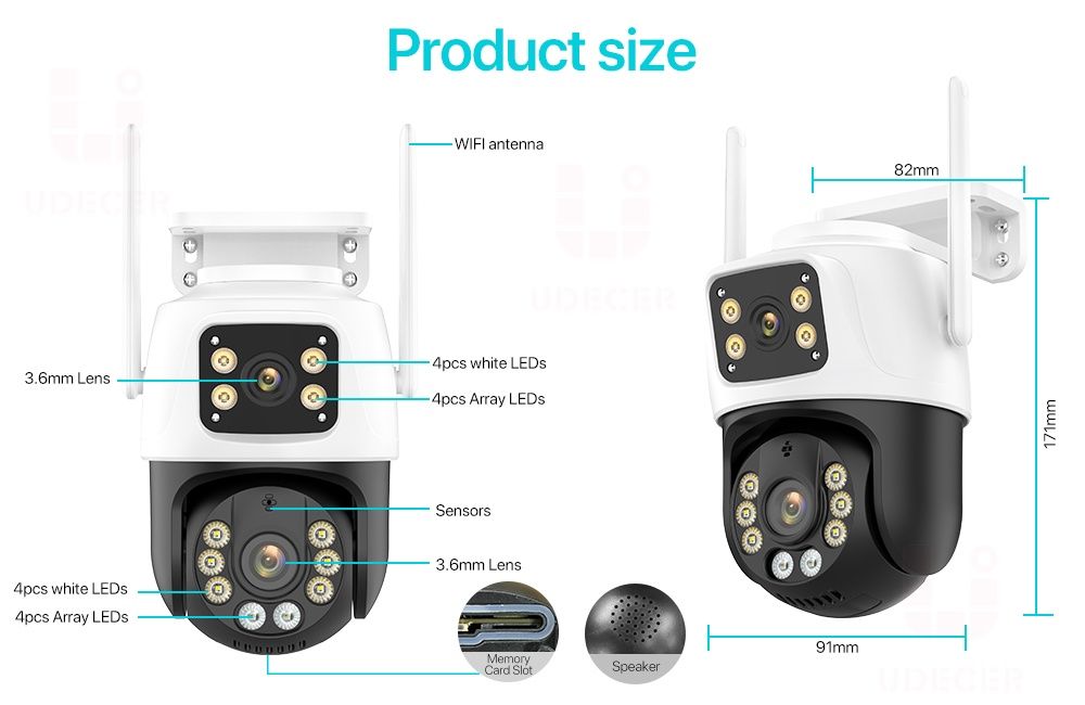 Podwójna kamera zewnętrzna obrotowa 4K 8MP WiFi 128GB monitoring
