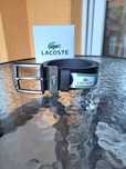 Czarny męski skórzany pasek Lacoste 120 cm