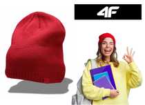 Czapka zimowa 4F beanie czerwona rozmiar uniwersalny na wiosnę ciepła
