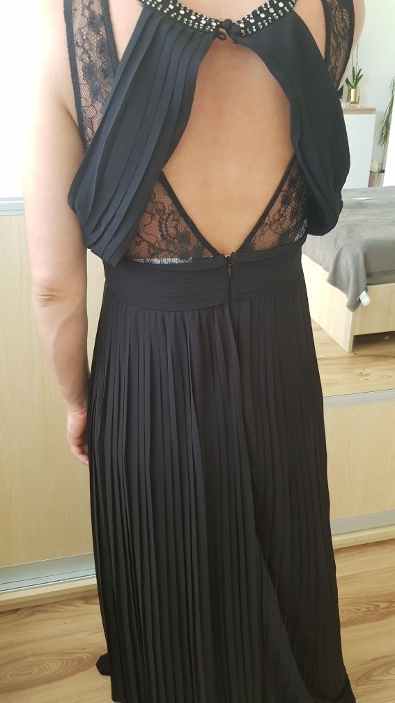 Tfnc sukienka  maxi plisowana z koronką r 40-42