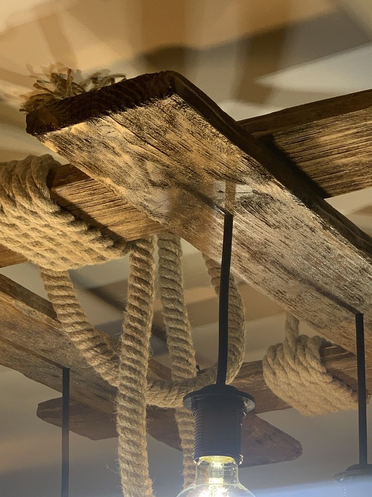 Lampa wisząca drewniana / żyrandol drewniany rekodzielo