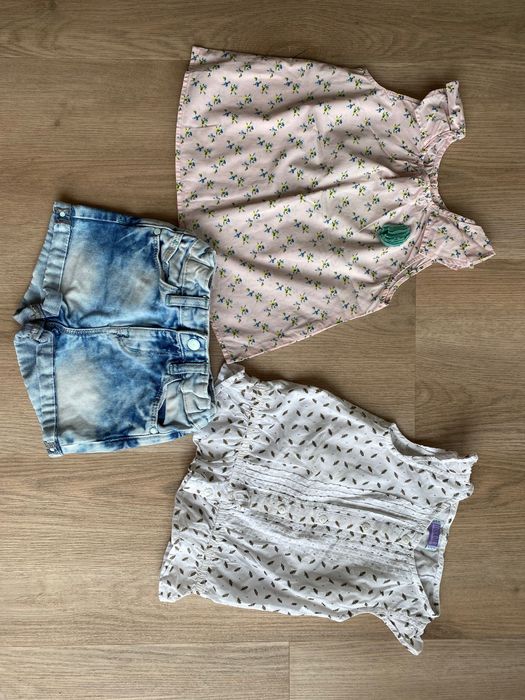 Bluzeczki dziewczęce Zara Cool Club szorty jeansowe Reserved r. 98