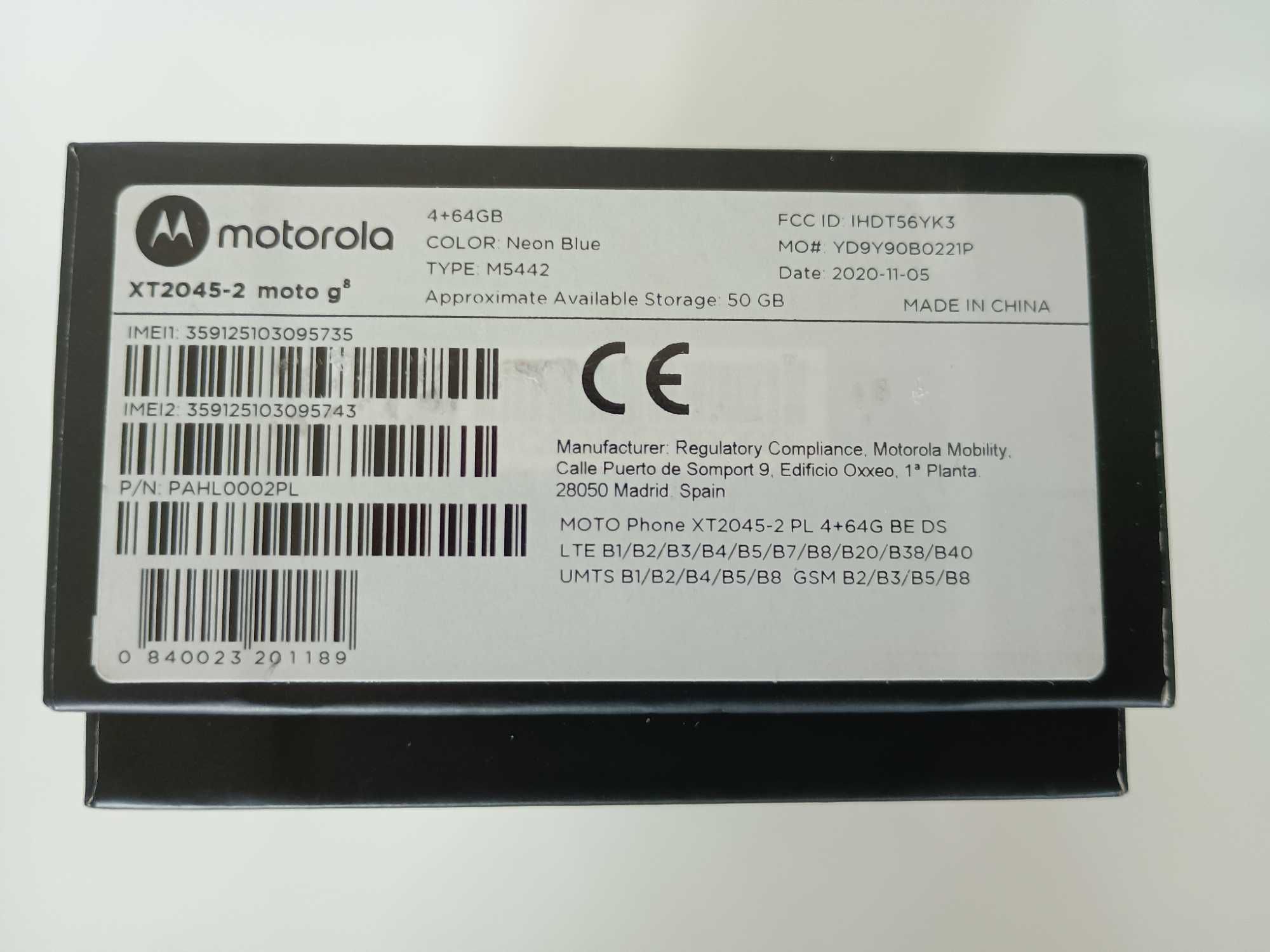 Motorola G8 XT2045-2 4/64GB Dual SIM Granat USZKODZONY EKRAN Czyżkówko